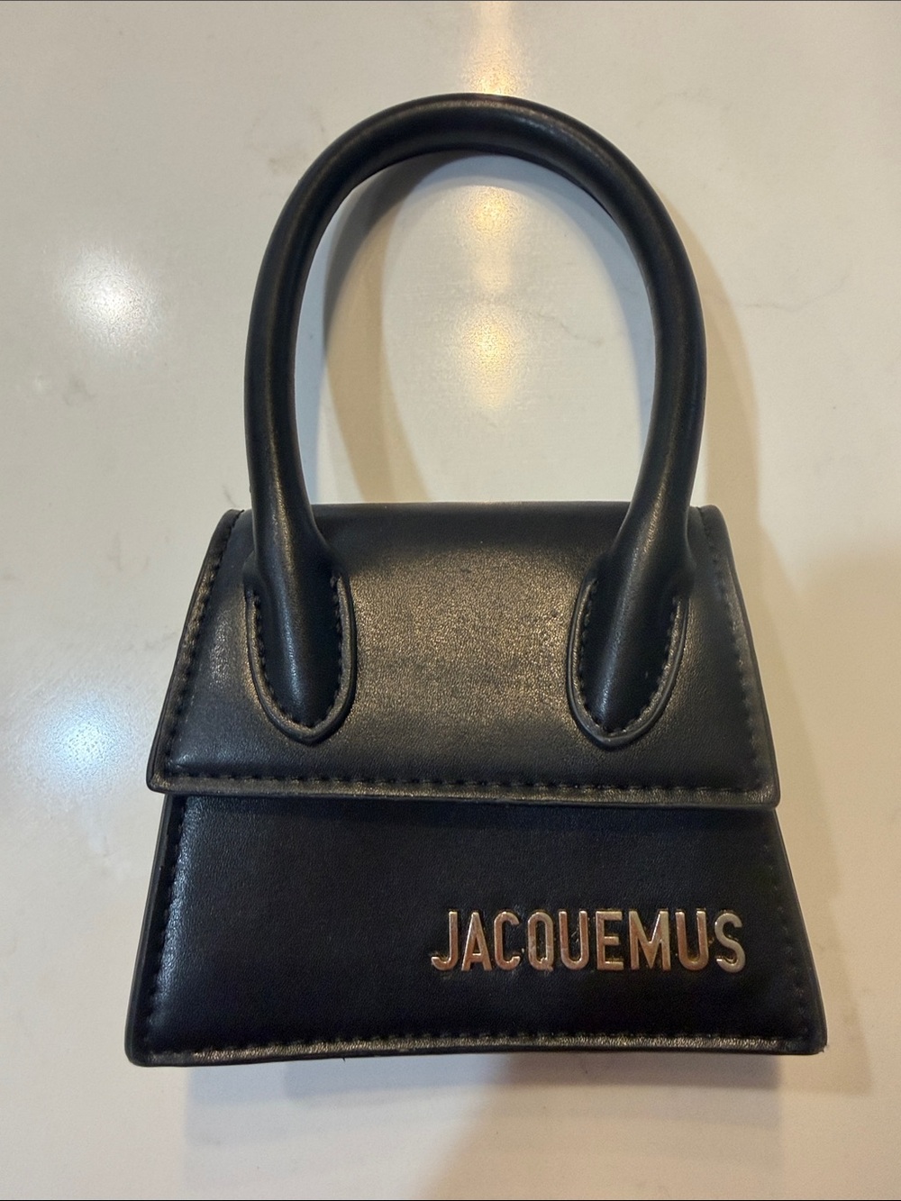 Cute Mini Black Handbag with Gold Lettering